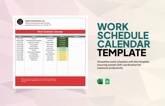 Work Schedule Calendar