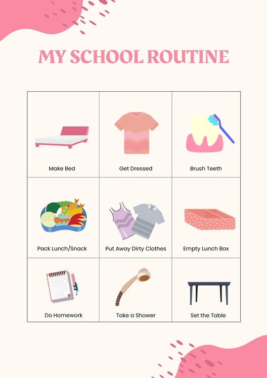 School, Chore, & Routine Cards Chart