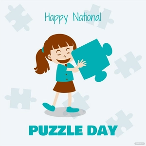 National Puzzle Day Cartoon Vector
