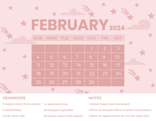 February 2024 Monthly Calendar