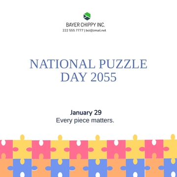 Free National Puzzle Day Poster Vector Template to Edit Online