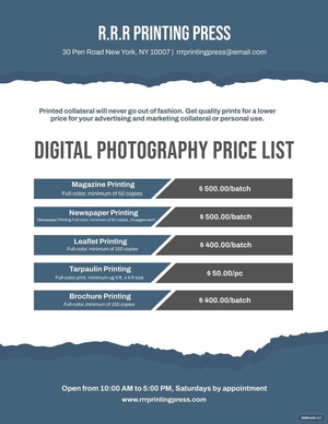 Services & Pricing Guide Template