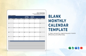 Blank Monthly Calendar Template