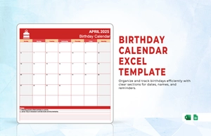 Birthday Calendar Excel Template Birthday Calendar Excel Template