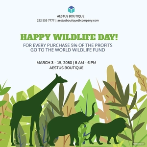 World Wildlife Day Flyer Vector
