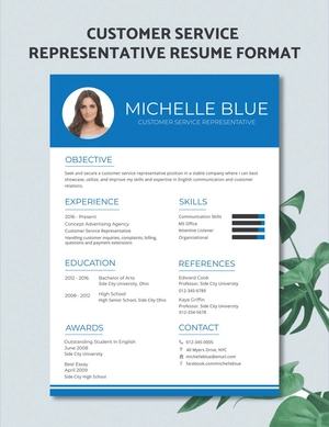 Customer Service Representative Resume Format