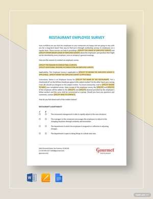 Restaurant Employee Survey Template
