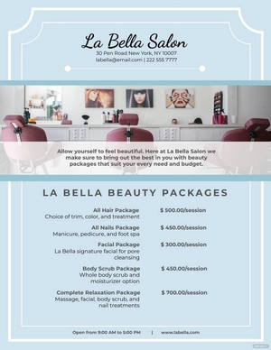 Salon Pricing Guide Template