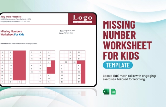 Missing Numbers Worksheet For Kids