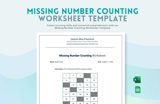 Missing Number Counting Worksheet
