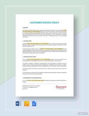Customer Service Policy Template