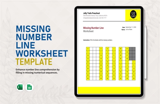 Missing Number Line Worksheet Template