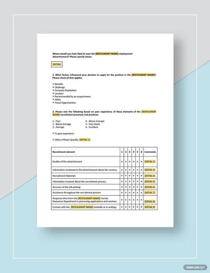 Recruitment Evaluation Survey Template