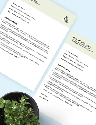 Project Handover Note Template Project Handover Note Template