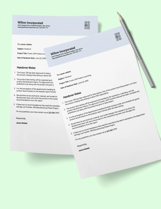 Product Handover Note Template Product Handover Note Template