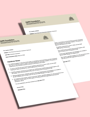 Work Handover Note Template Work Handover Note Template