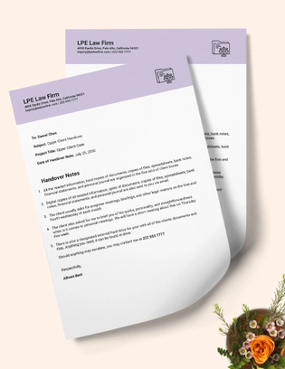 Personal Handover Note Template
