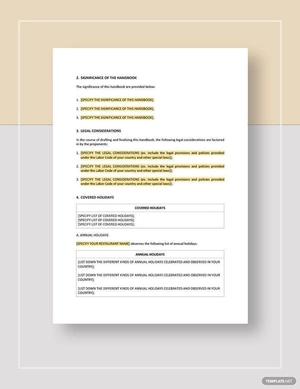 Restaurant Holiday Handbook Template