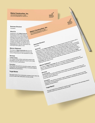 Construction Company Description Template