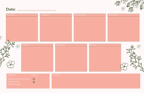 Floral Desk Pad Planner Template