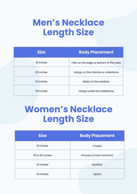 Necklace Length Size Chart