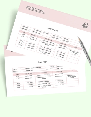 Asset Register Template