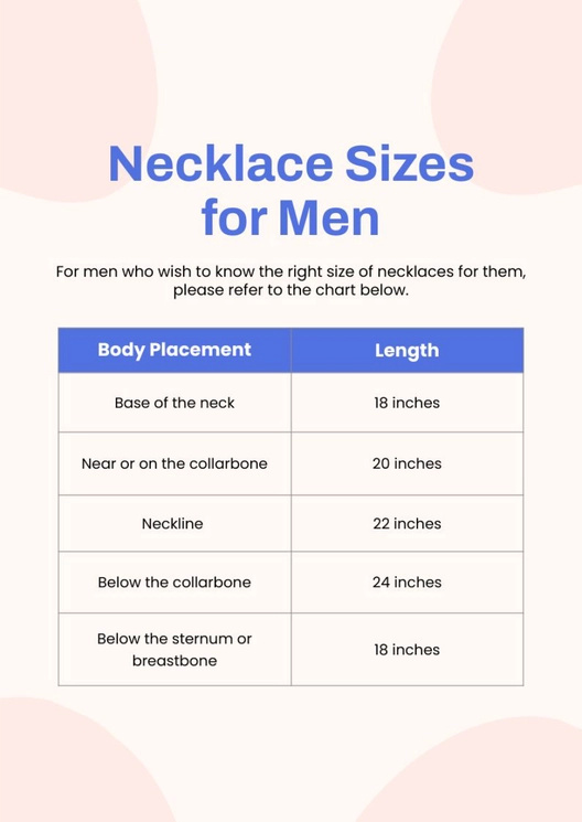 Mens Necklace Size Chart