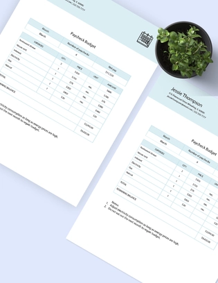 Paycheck Budget Template