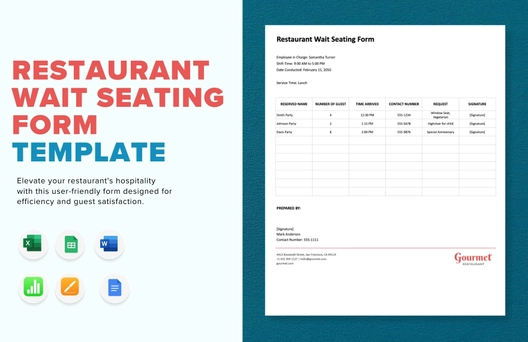 Restaurant Wait Seating Form Template