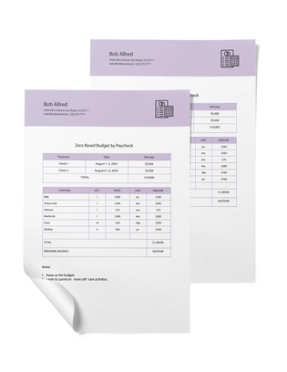 Zero Based Budget By Paycheck Template