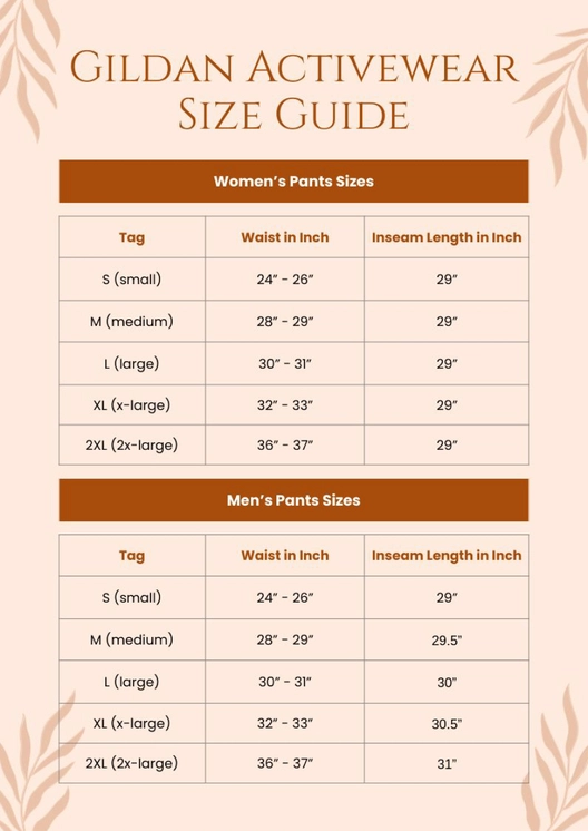 Minimalist Gildan Size Chart