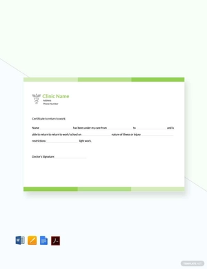 Return To Work Doctors Note Template