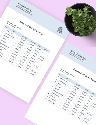 Expense & Bill Digital Tracker Template
