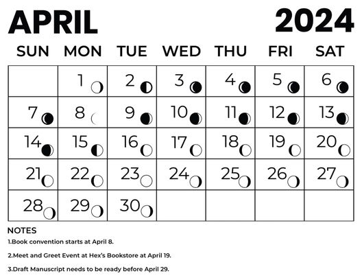 April 2024 Calendar With Moon Phases