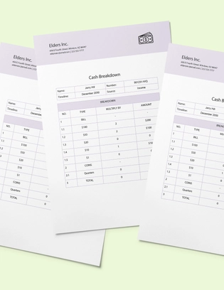 Cash Breakdown Template
