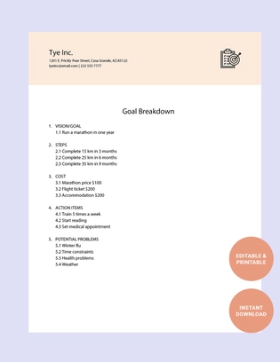 Goal Breakdown Template