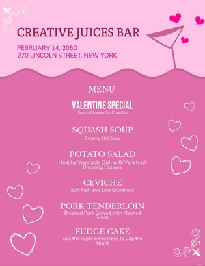 Electric Valentine's Day Menu Template
