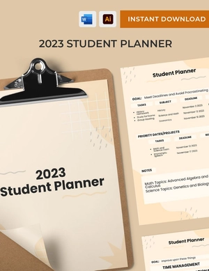 2023 Student Planner Template