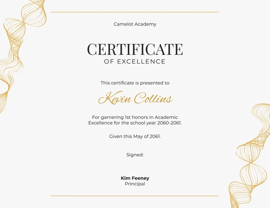 Student Academic Excellence Certificate Template