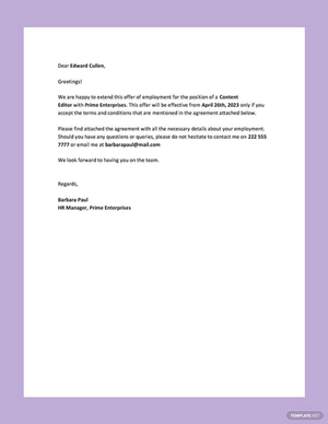 Mid-Career Job Offer Letter Mid-Career Job Offer Letter