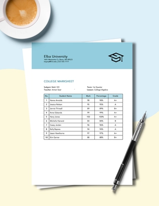 College Marksheet Template College Marksheet Template