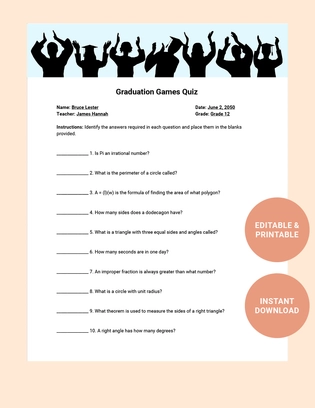 Graduation Games Quiz Template