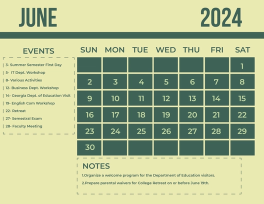 Printable June 2024 Calendar