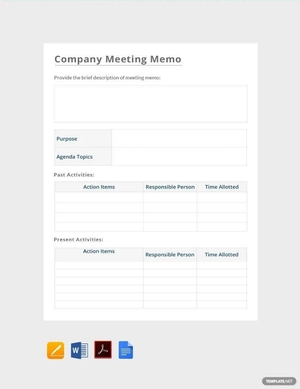 Company Meeting Memo Template