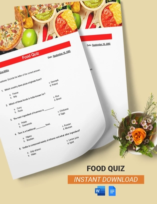 Online Food Quiz Template