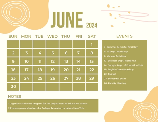 June 2024 Monthly Calendar