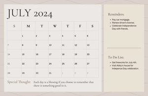 Printable July 2024 Deskpad Planner