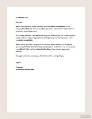 Simple Job Offer Template