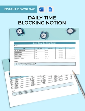 Daily Time Blocking Notion Template