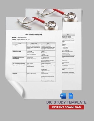 DIC Study Template DIC Study Template